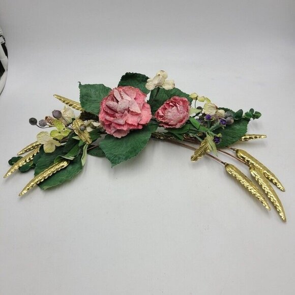 Vintage HOMCO Home Interiors and Gifts 1382 Metal Sculpture 4975 Pink Flower - Picture 2 of 9